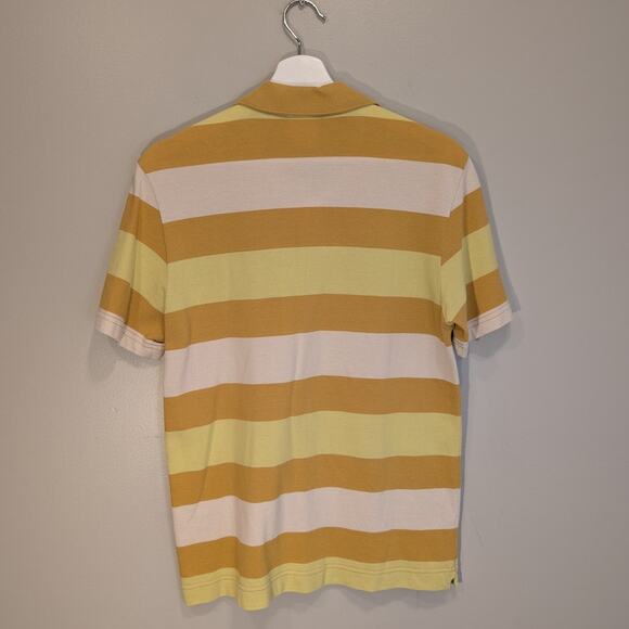 Lacoste Polo Yellow Gold Stripe Classic Preppy Traditional Business - Size 3(S) - Picture 2 of 7
